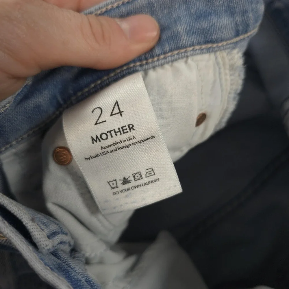 Mother Jeans Womens 24 Light Wash The Tripper Ankle Fray All Over The Map Denim
